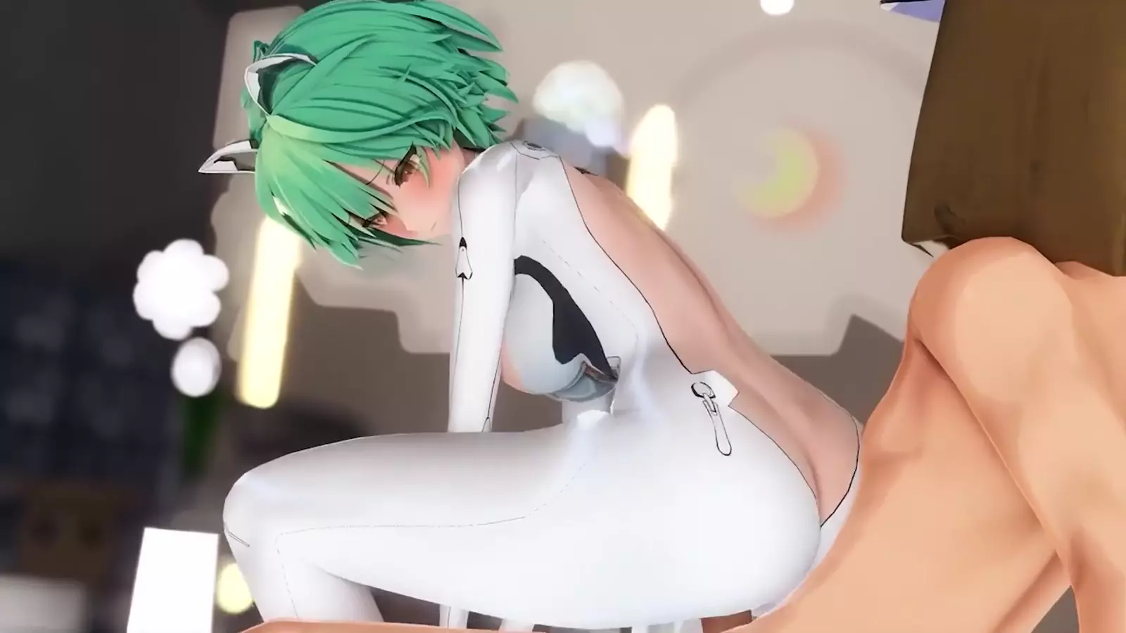 Elf girl in double thrusting with green eyes